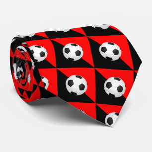 Gravata Bola de Futebol em Colheita Vermelha e Negra