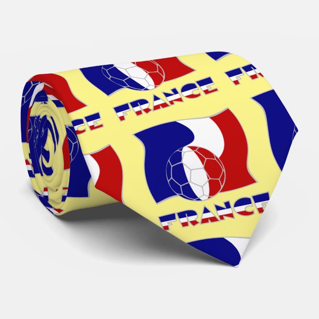 Gravata Bola e Bandeira do Futebol Francês (Rolled)