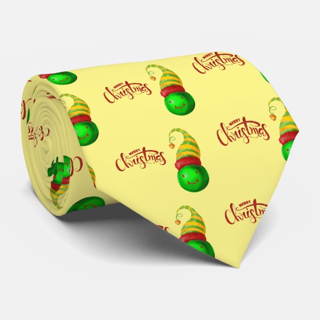 Gravata Bola feliz do Natal da cara (Rolled)