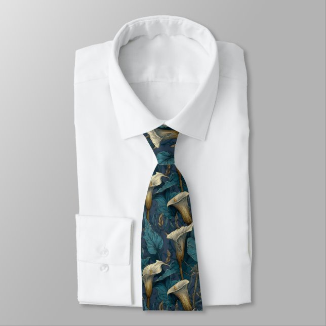 Gravata Bold Groomsmen Calla Lilies Floral (Amarrado)