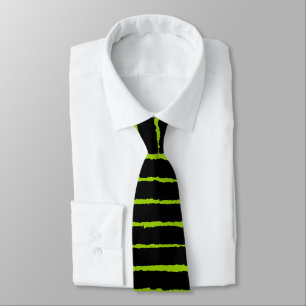 Gravata Bold Rough Strips - Preto em Verde marciano