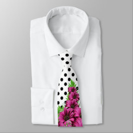 Gravata Bolinhas bonito de flores rosa