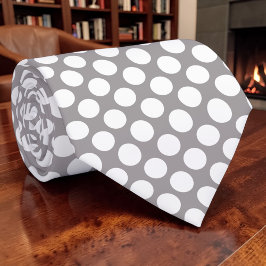 Gravata Bolinhas Brancas em Cinza Personalizado