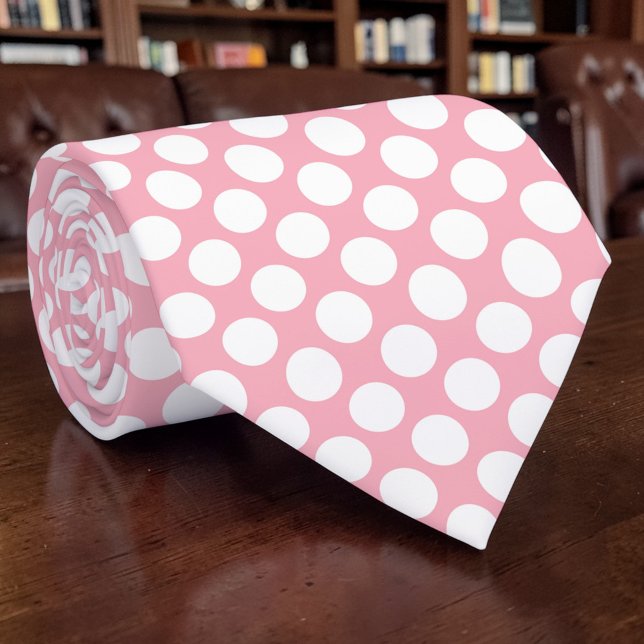 Gravata Bolinhas Brancas em Rosa Personalizado (Criador carregado)