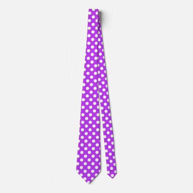 Gravata Bolinhas brancas em roxo brilhante (Frente)