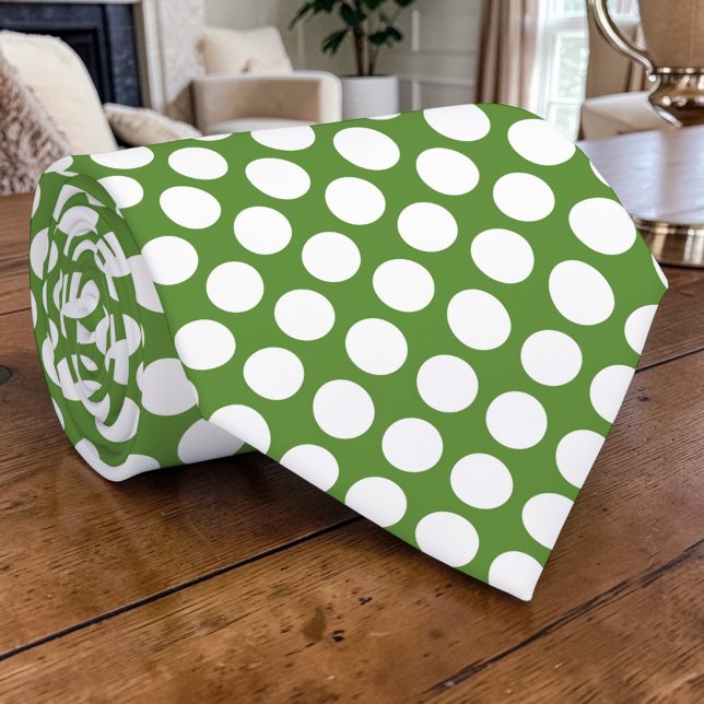 Gravata Bolinhas Brancas em Verde Personalizado (Criador carregado)