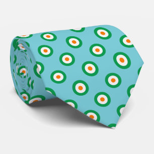 Gravata Bolinhas brancas laranja verdes em azul claro