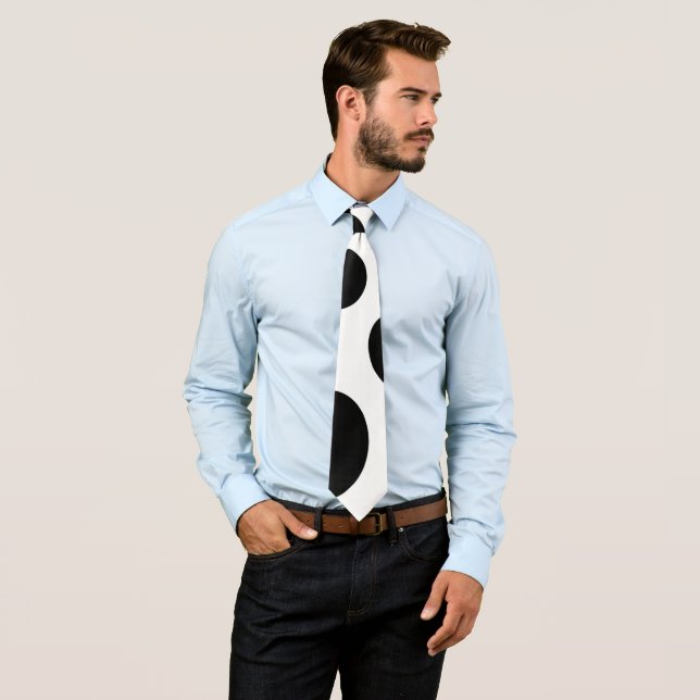 Gravata Bolinhas de Asymetric, grandes círculos preto & (In Situ)