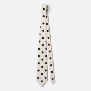 Gravata Bolinhas Pretas em Branco Antiquado