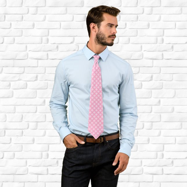Gravata Bolinhas Rosa Claro (Light Pink Polka Dot Neck Tie)