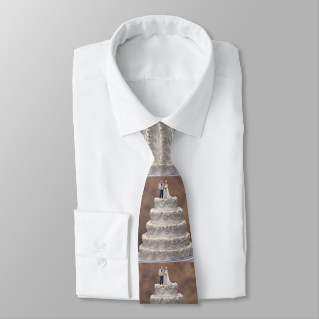 Gravata Bolo Branco De Casamento De Cinco Camadas Com Casa (Amarrado)