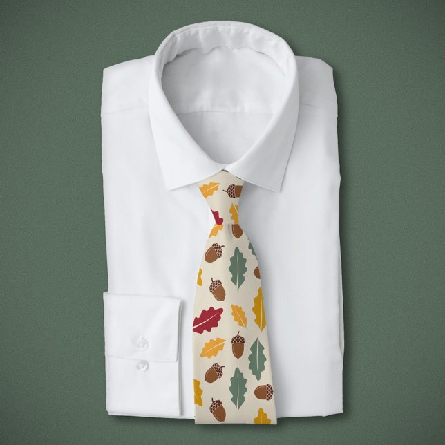Gravata Bolota e Folhas de outono (Acorn & Fall Leaves Neck Tie)