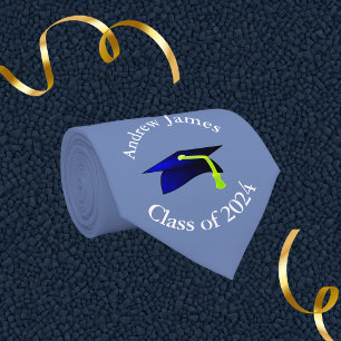 Gravata boné de formando azul - classe 2024 - seu nome