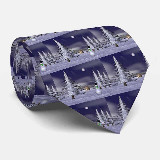 Gravata Boneco de neve agradável na noite (Rolled)