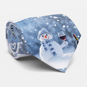 Gravata Boneco de Neve de Natal Vinho Férias Fofo