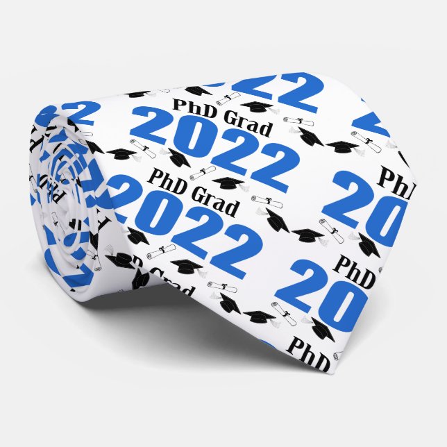 Gravata Bonés E Diplomas De PhD 2022 (Azul) (Rolled)