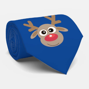 Gravata Bonita Cartoon Reindee de Natal Azul