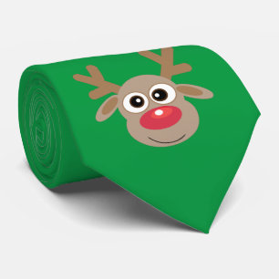 Gravata Bonita Cartoon Reindeer de Natal Verde