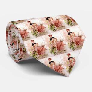Gravata Bonita Senhora Vintage Em Vestido Rosa