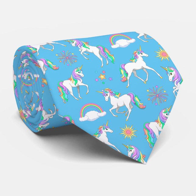 Gravata Bonito Rainbow Unicorns (Rolled)