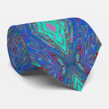 Borboleta Abstrata Azul e Vermelha Trippy Retro