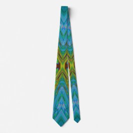 Gravata Borboleta Abstrata Chartreuse e Azul Trippy
