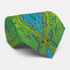 Gravata Borboleta Abstrata Chartreuse e Azul Trippy