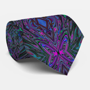 Gravata Borboleta Abstrata Magenta, Azul e Verde Alucinant