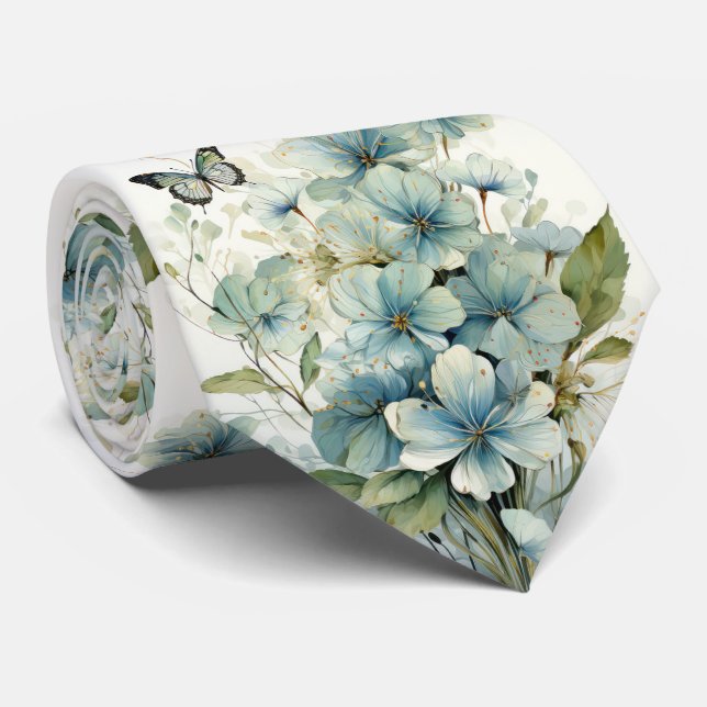 Gravata Borboleta Azul (Rolled)