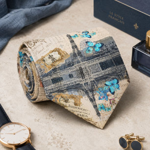 Gravata borboleta azul romântica french paris eiffel torre