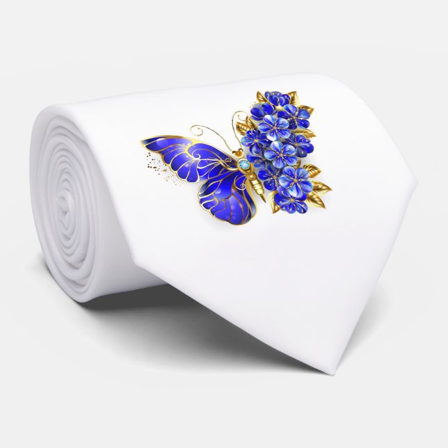 Gravata Borboleta Flor Sapphire (Rolled)