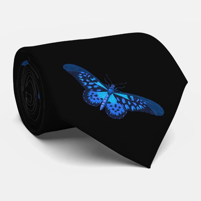 Gravata Borboleta Preta Azul (Rolled)