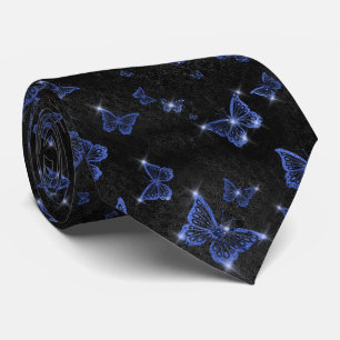 Gravata Borboletas de Grelha Azul Sparkle
