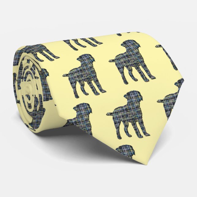 Gravata Borda Cachorro Silhueta Y&B Grade Amarelo (Rolled)