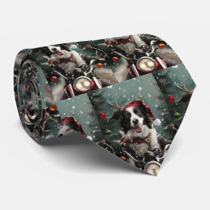 Gravata Borda Collie Cog Andando na Moto Natal