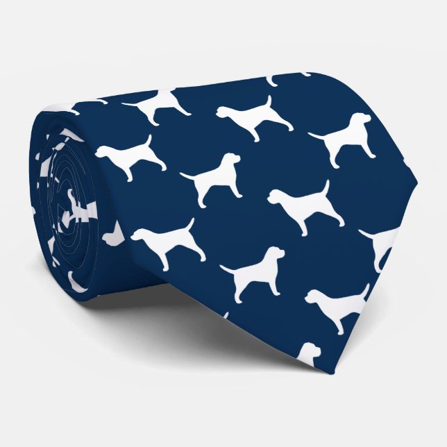 Gravata Borda Terrier Silhouettes Patterno Cão Lover (Rolled)