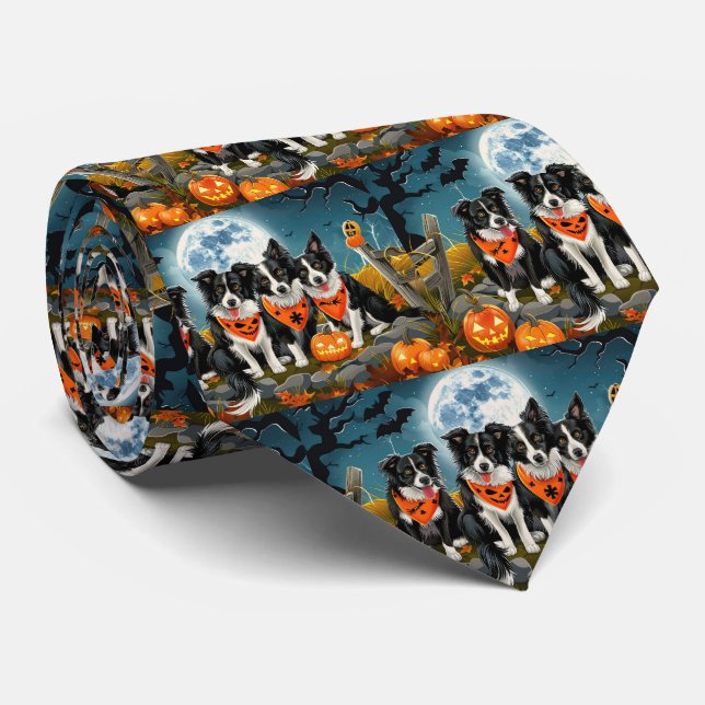Gravata Border Collie Halloween Spooky (Rolled)