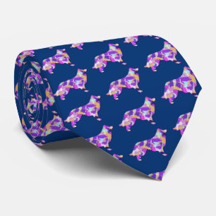 Gravata Bordo Cachorro Silhueta Púrpura Pescoço Azul