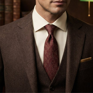 Gravata Bordô Dourado Paisley Jacquard
