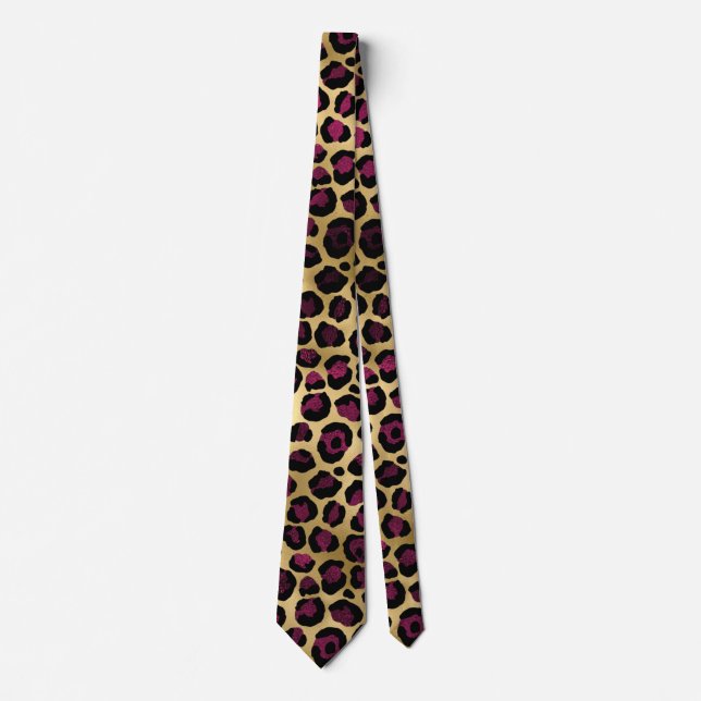 Gravata Bordô e Dourado Série Leopardo Design 2 (Frente)