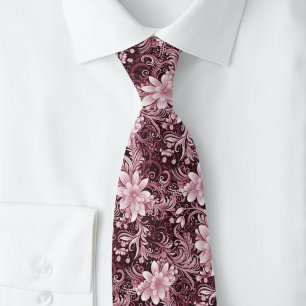 Gravata Bordô Floral Batik