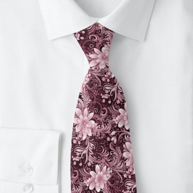 Gravata Bordô Floral Batik (Criador carregado)