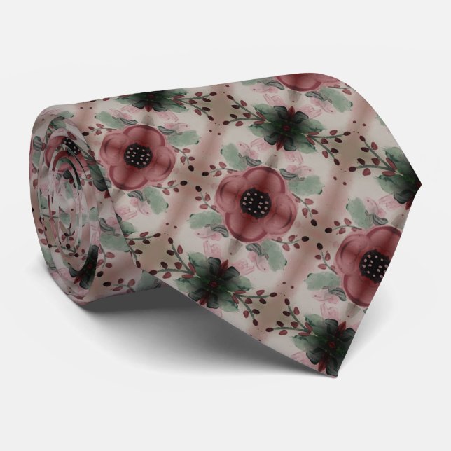 Gravata Borgonha com bege (Rolled)