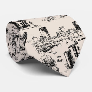 Gravata Boston Toile Black and Cream Neck Tie