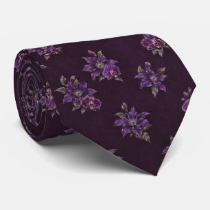 Gravata Botânica Clematite Orquídea Roxa Deep Purp
