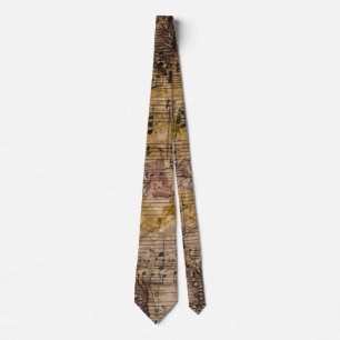 Gravata Botânica Grunge Floral Sheet Music Colk Tie