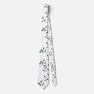 Gravata Botânica Preta e Verde Elegante Folha Es