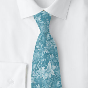 Gravata Botânico Ornate Azul Místico