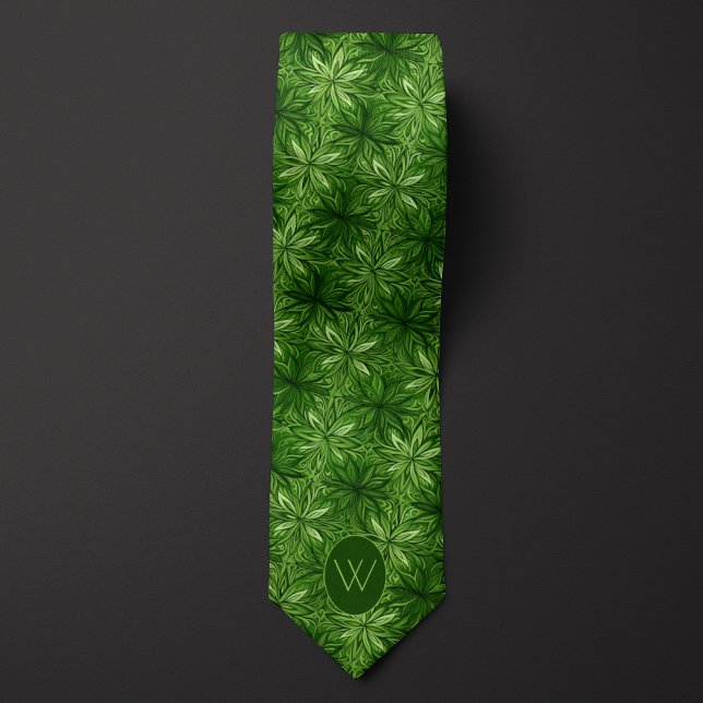 Gravata Botânico Verde Floresta Abstrato (Criador carregado)