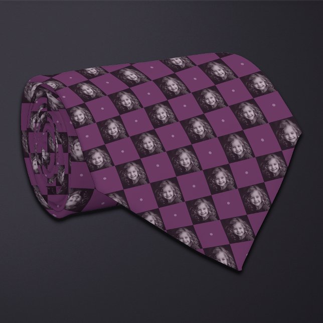 Gravata Botão de Foto do Checkerboard Roxo 1 Coletor de Fo (Criador carregado)
